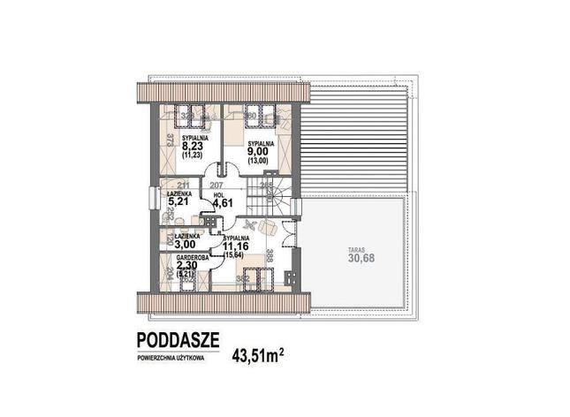 Rzut poddasza lustro POW. 57,9 m²