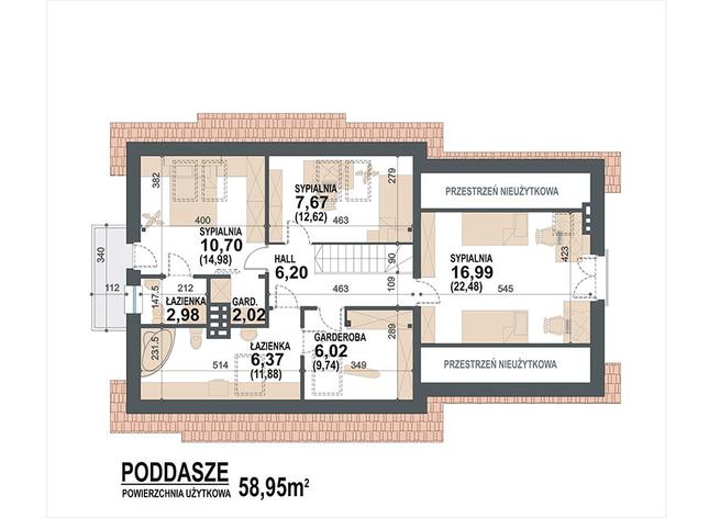 Rzut poddasza POW. 82,9 m²