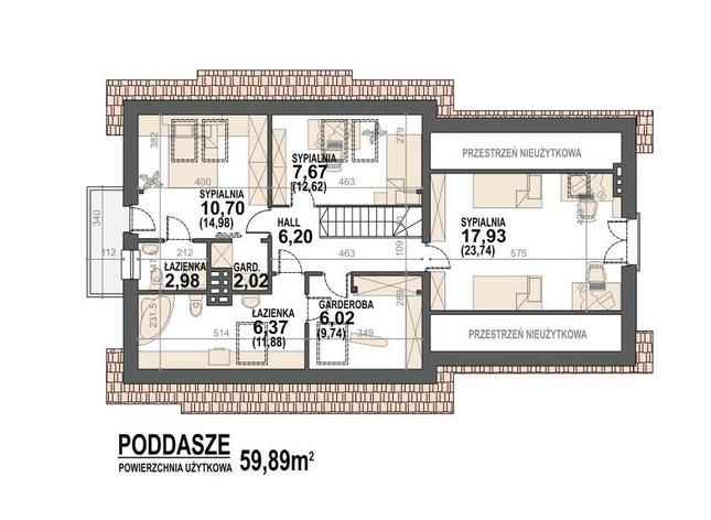 Rzut poddasza POW. 87,2 m²
