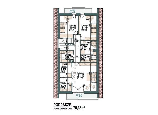 Rzut poddasza POW. 98,9 m²