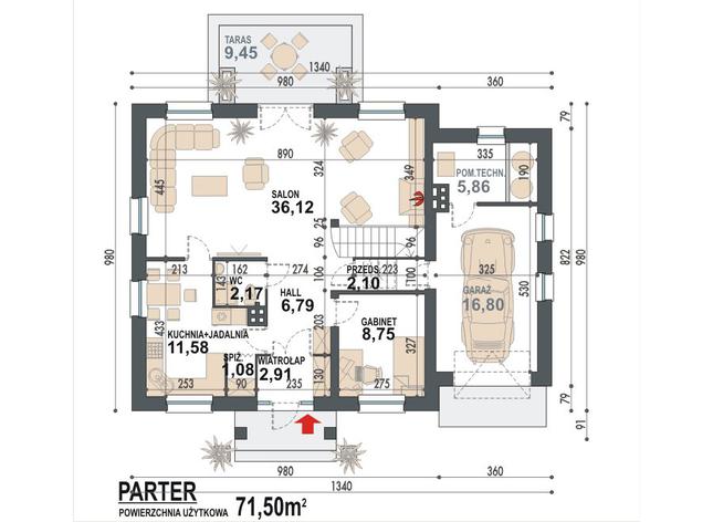Rzut parteru POW. 94,2 m²