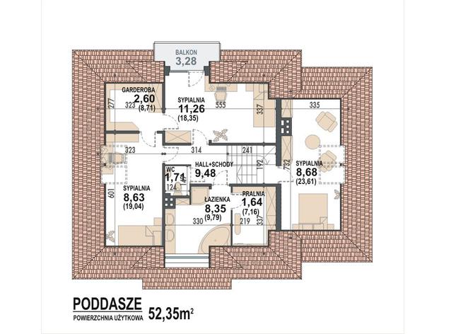 Rzut poddasza POW. 97,9 m²