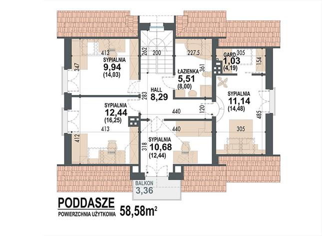 Rzut poddasza POW. 77,7 m²