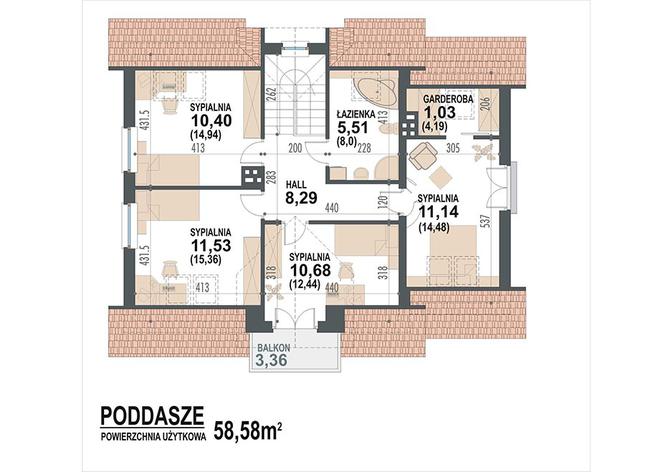 Rzut poddasza POW. 77,7 m²
