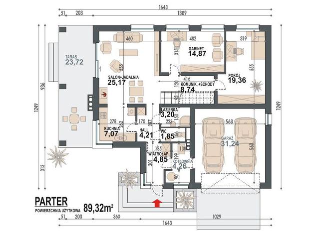Rzut parteru POW. 125,3 m²