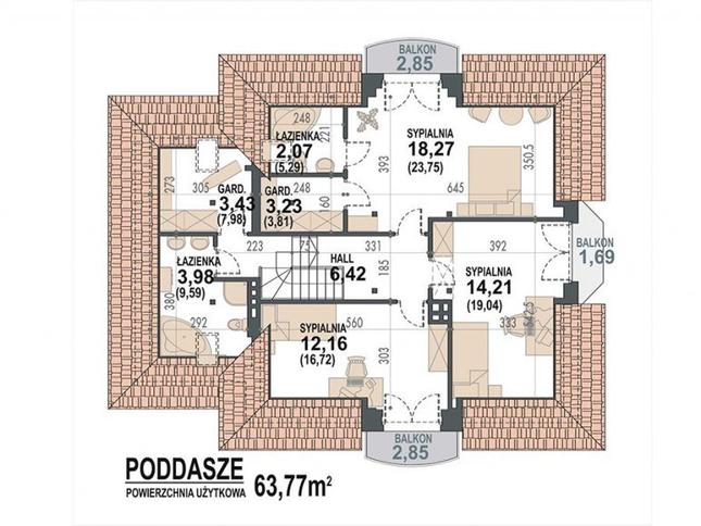 Rzut poddasza POW. 92,6 m²