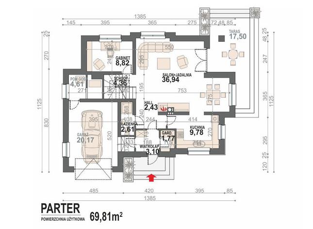 Rzut parteru POW. 94,6 m²