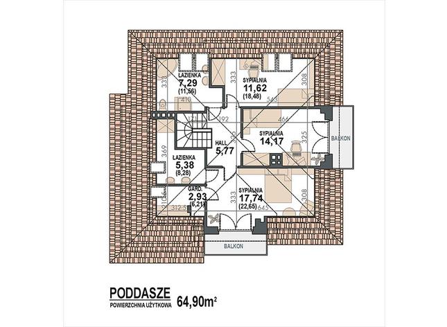 Rzut poddasza POW. 87,1 m²