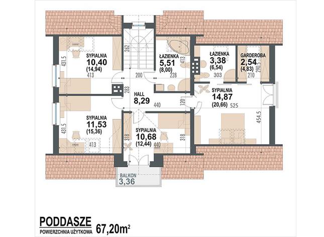 Rzut poddasza POW. 91,1 m²