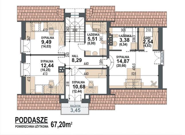 Rzut poddasza POW. 91,0 m²