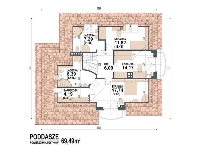 Rzut poddasza POW. 93,9 m²