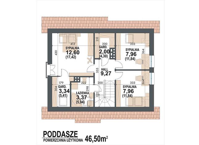 Rzut poddasza POW. 66,0 m²