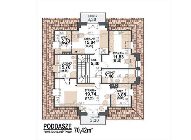 Rzut poddasza POW. 100,6 m²