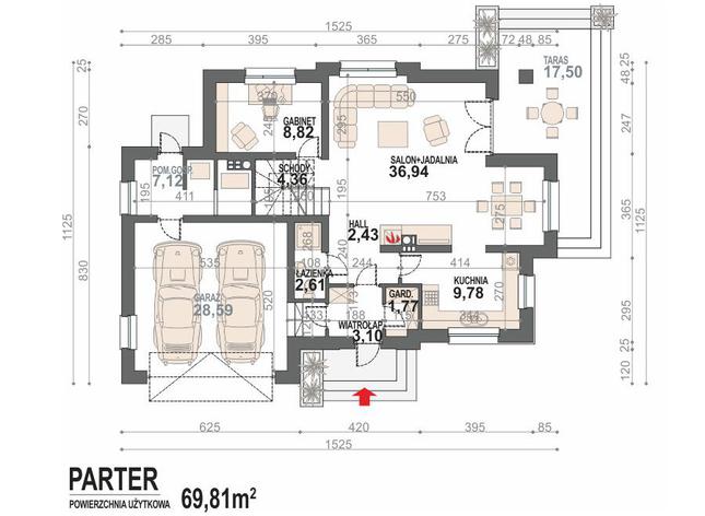 Rzut parteru POW. 105,5 m²