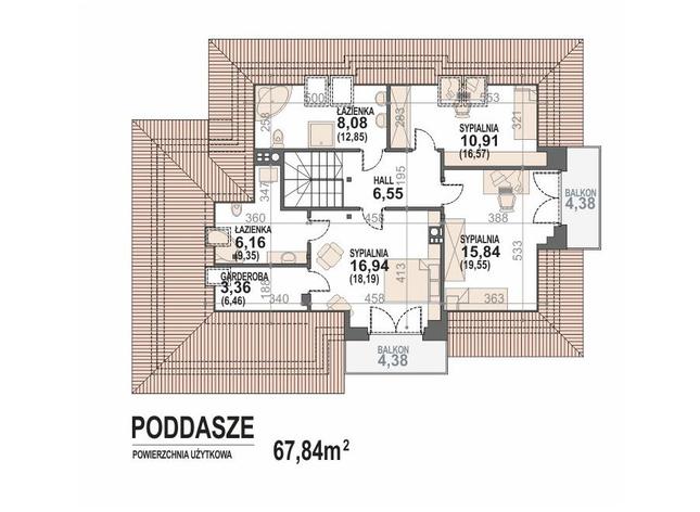 Rzut poddasza POW. 89,5 m²