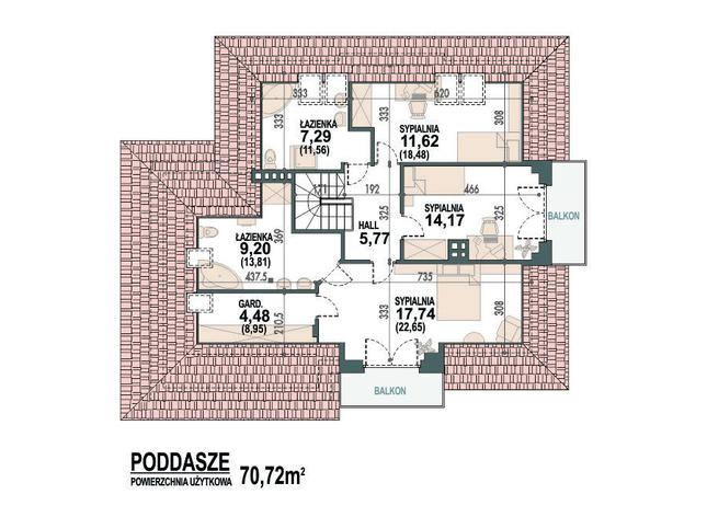 Rzut poddasza POW. 95,4 m²
