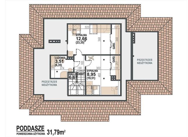 Rzut poddasza POW. 55,9 m²