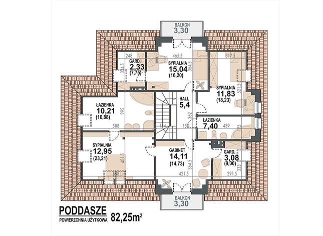 Rzut poddasza POW. 118,8 m²