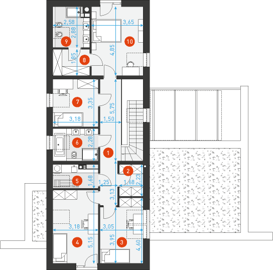 Rzut poddasza POW. 95,9 m²
