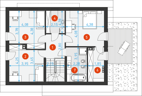 Rzut poddasza POW. 76,2 m²