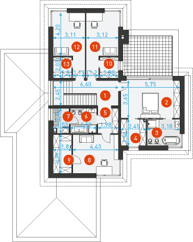 Rzut piętra lustro POW. 0,0 m²