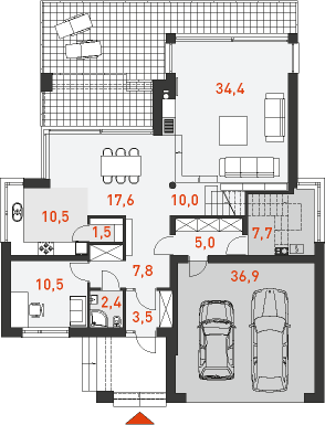 Rzut parteru POW. 147,8 m²
