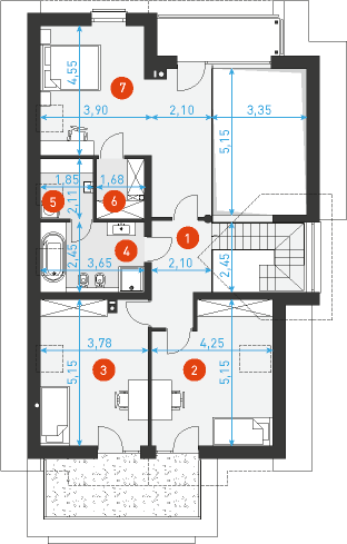 Rzut poddasza POW. 91,0 m²