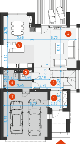 Rzut parteru POW. 111,2 m²