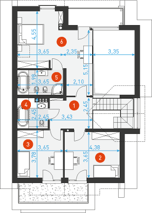 Rzut poddasza POW. 77,8 m²