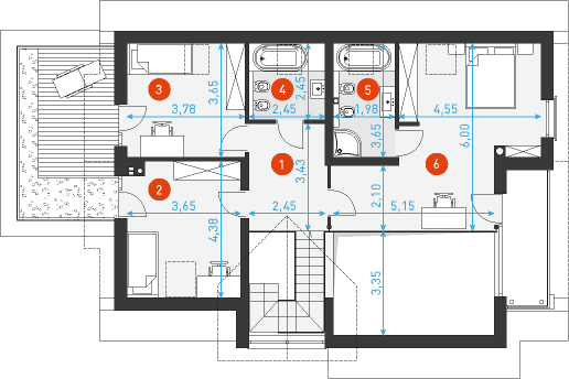 Rzut poddasza POW. 78,0 m²