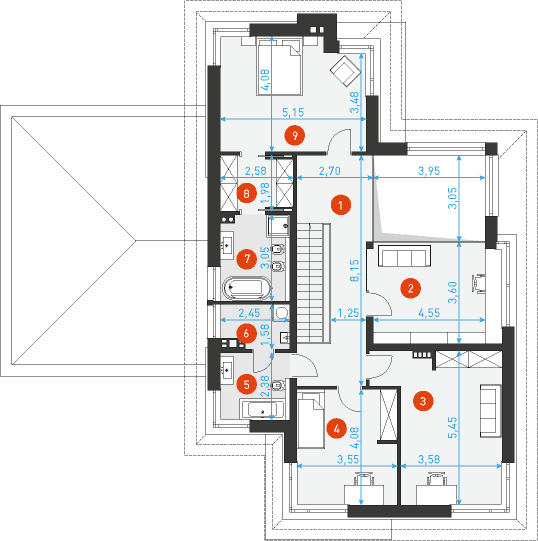 Rzut piętra lustro POW. 0,0 m²
