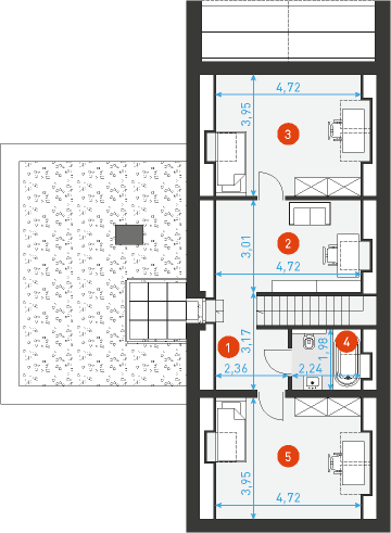 Rzut poddasza POW. 63,5 m²