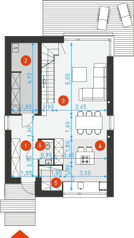 Rzut parteru POW. 58,4 m²