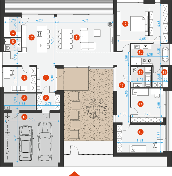Rzut parteru POW. 239,3 m²