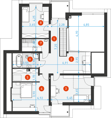 Rzut poddasza POW. 99,4 m²