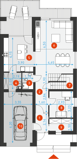 Rzut parteru POW. 97,7 m²