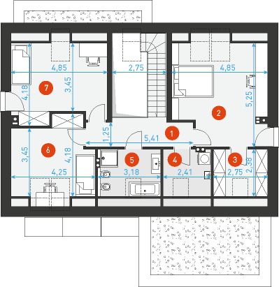 Rzut poddasza POW. 90,0 m²