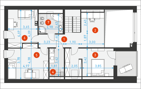 Rzut poddasza POW. 88,6 m²
