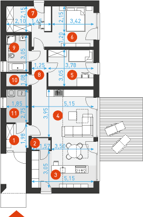 Rzut parteru lustro POW. 89,5 m²