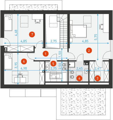 Rzut poddasza POW. 91,4 m²