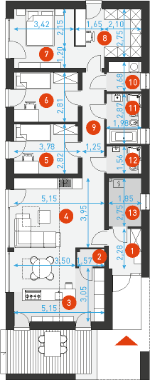 Rzut parteru POW. 107,7 m²