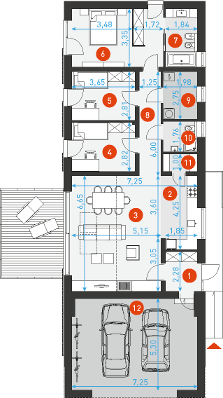 Rzut parteru POW. 141,0 m²