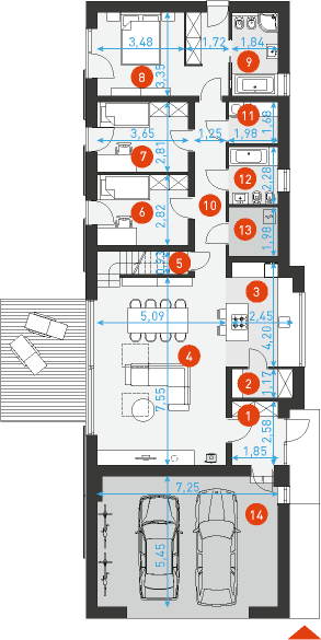 Rzut parteru POW. 157,4 m²