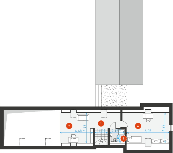 Rzut poddasza POW. 60,7 m²
