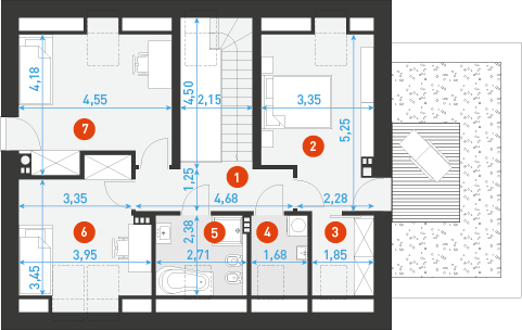 Rzut poddasza POW. 72,9 m²