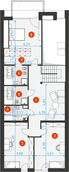 Rzut poddasza POW. 122,4 m²