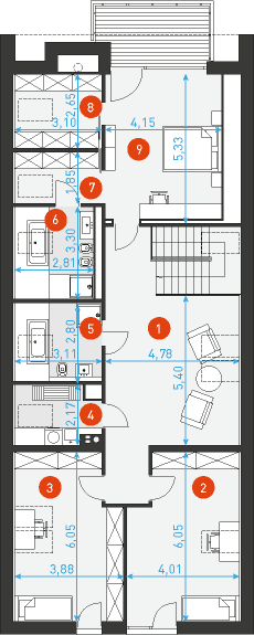 Rzut poddasza POW. 136,0 m²