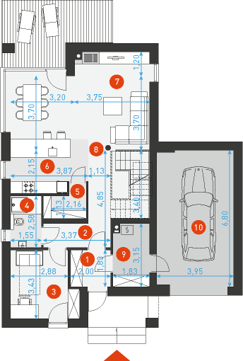 Rzut parteru POW. 97,8 m²