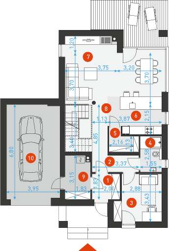 Rzut parteru lustro POW. 97,8 m²
