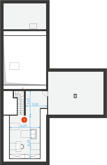Rzut poddasza POW. 27,5 m²